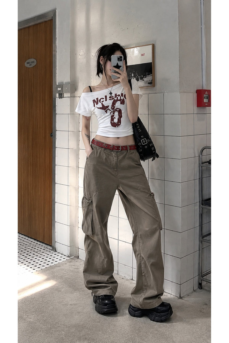 Beyaz Nclshior 6 Y2K Kısa Kollu Crop - None Wear
