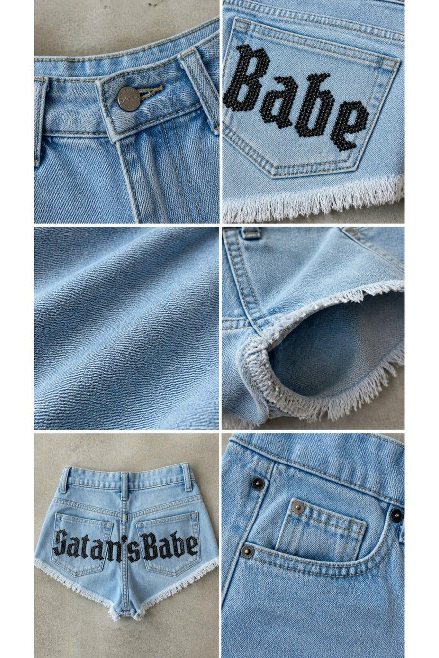 Mavi Satan's Babe Taşlı Y2K Mini Şort - None Wear