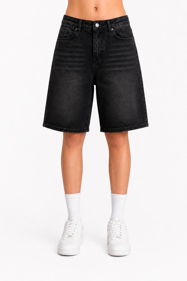 Siyah Taşlamalı kırmızı MZKD Spider Y2K Baggy Unisex Şort - None Wear